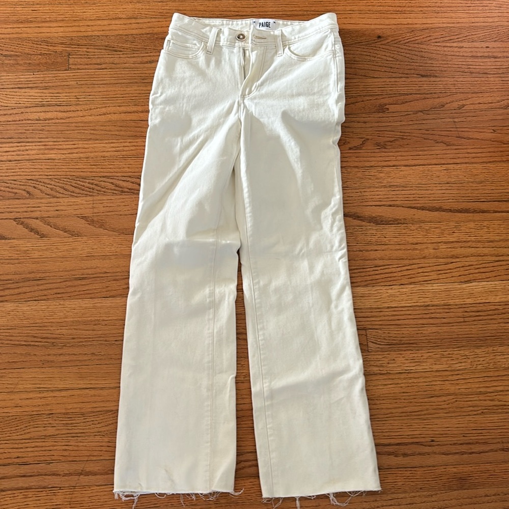 PAIGE White Flare Wide Leg Jeans